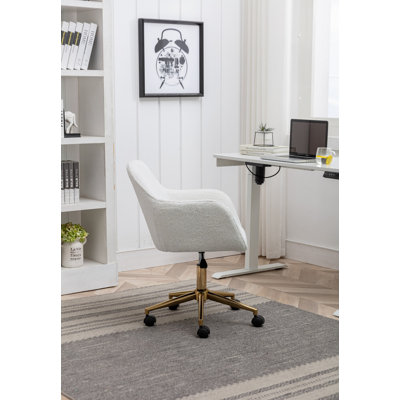 Chaise de bureau rotative à hauteur ajustable 360 ° avec pieds en métal dorés et roue universelle