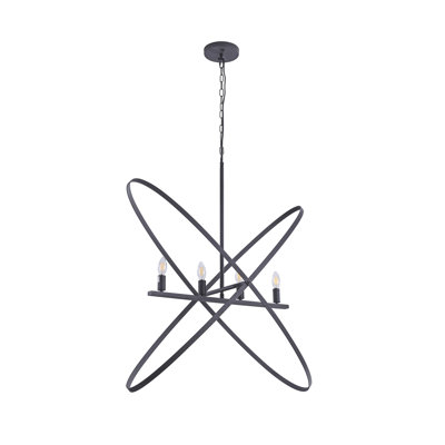Matte Black and Brass 4-Light Orb Pendant Light with LED Bulbs Included