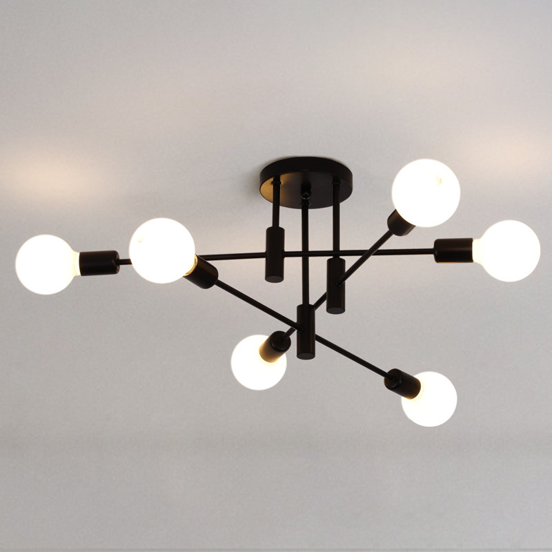 Coblitz 6-Light 62cm Sputnik Semi Flush Mount, Black