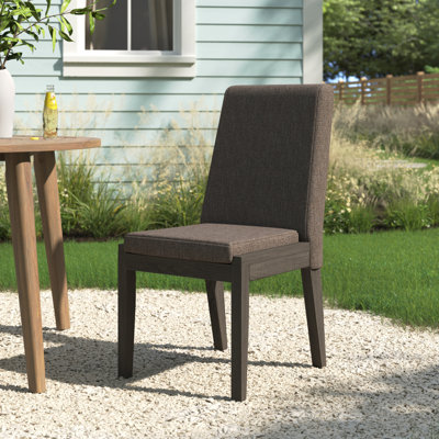 Enzo Wood Premium All-Weather Wicker Outdoor Dining Side Chair with Cushion