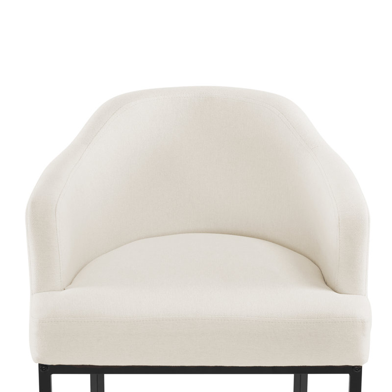 Tabouret de comptoir rembourré Alyce, Beige / lin