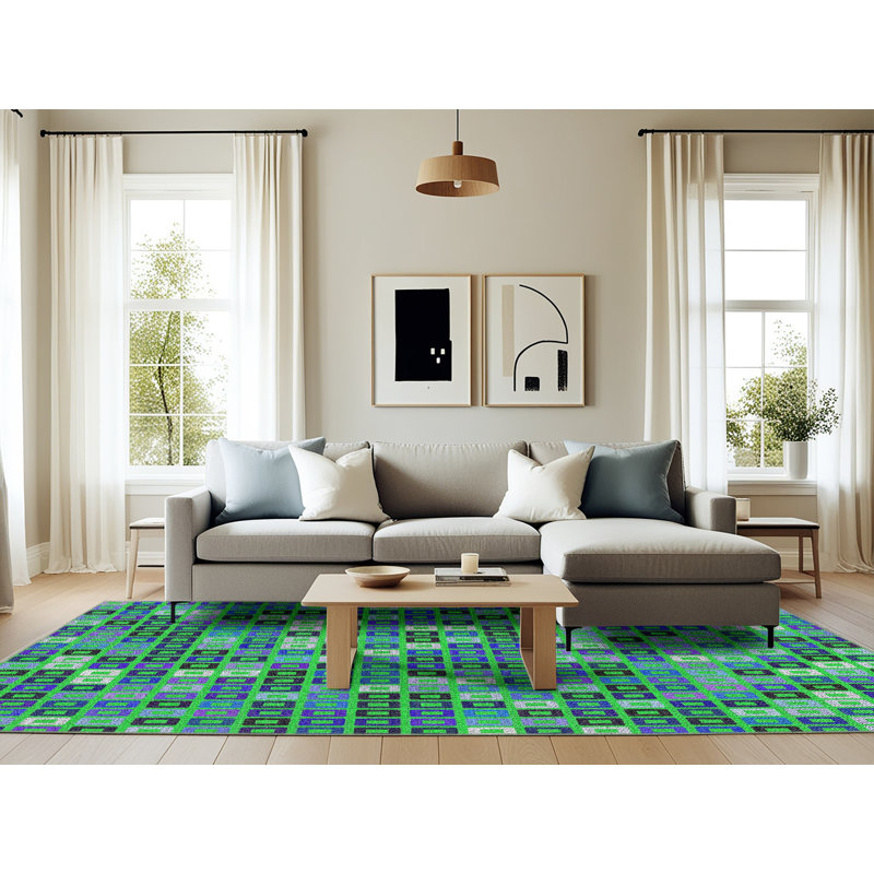 Tapis vert tissé à la machine, Rectangle 6 pi x 9 pi