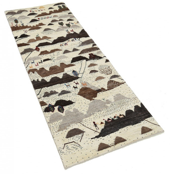 Tapis de couloir Gabbeh fin noué à la main 2 pi 5 po x 6 pi 11 po