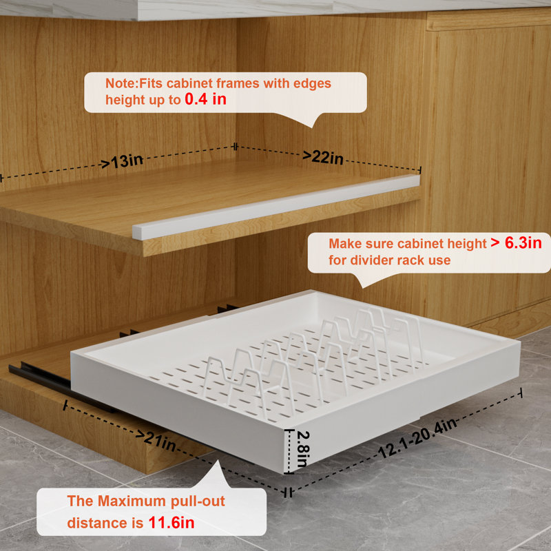 Organisateur d'armoire coulissant, tiroir de cuisine coulissant extensible avec supports diviseurs 8 pièces, blanc, paquet de 2