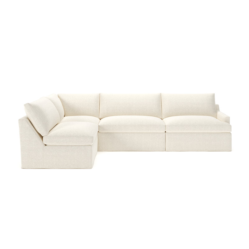 Canapé modulaire 4 pièces Wrenley, Tissu performance bouclé Davis Pearl, Orienté à gauche (vu de face)