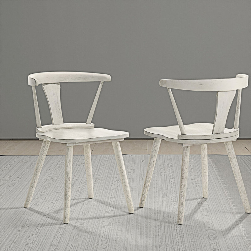 Ensemble de 2 chaises en bois massif, Blanc