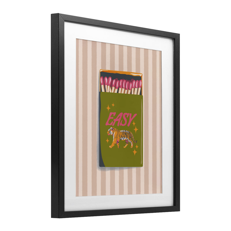 Easy Tiger Retro Matches Framed Print Under Glass, design by Elyse Anastacia, Midnight Black Frame, 16" H x 13" W