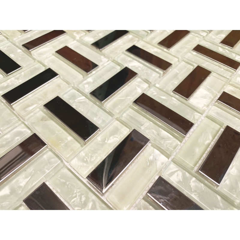 Carreau de mosaïque murale en métal et verre 0,625 "x 2"