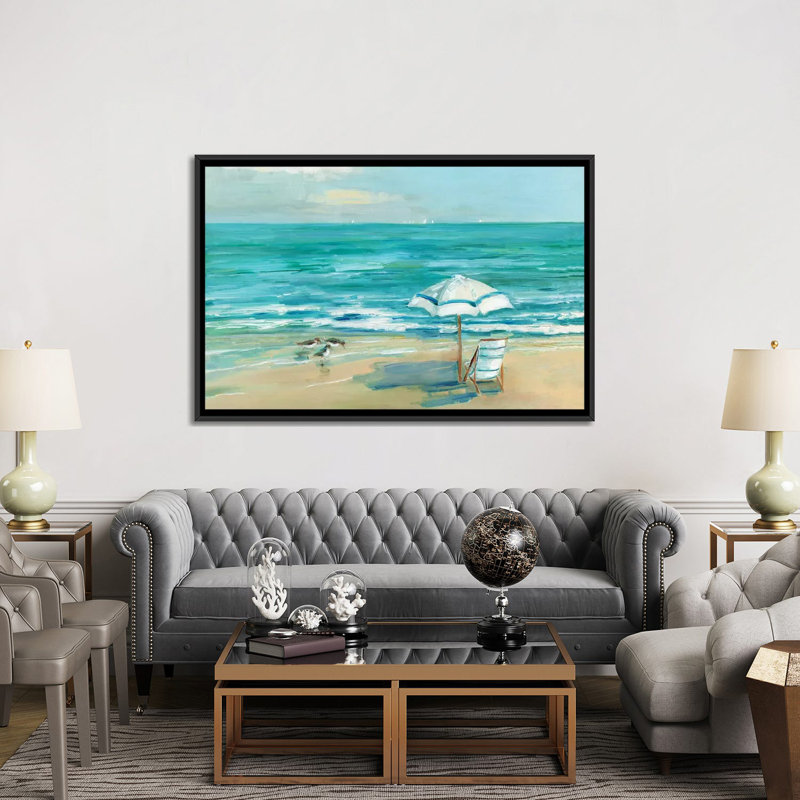 «Simply Summer» par Sally Swatland - reproduction d'art, H 40 po x l 60 po x 1,5 po, Toile avec cadre noir, Pas de tapis