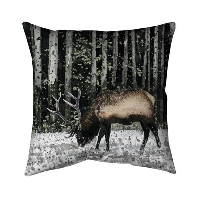 Caribou in the forest - 16"x16" Throw pillow cover - Poly twill - Print on demand