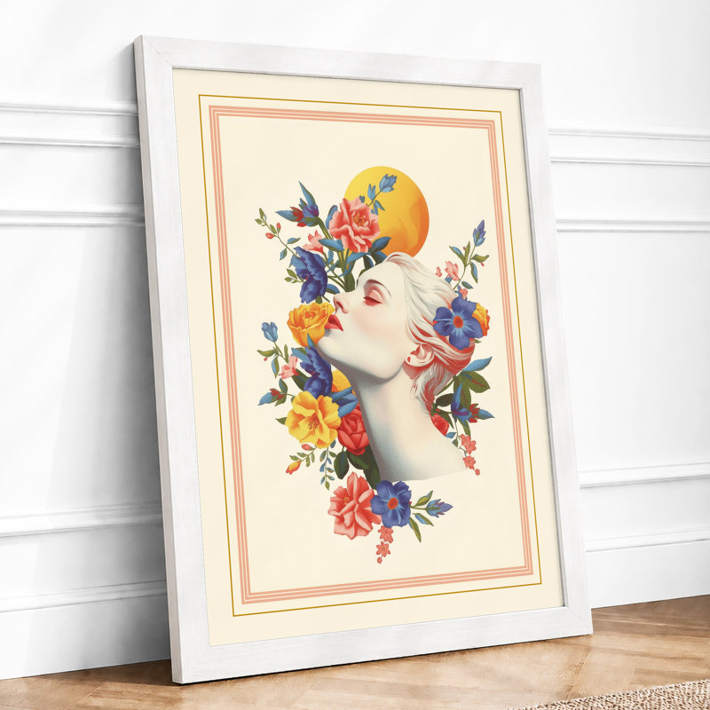 Woman in Bloom Botanical - Framed Print, A3 - 42.0 x 29.7 cm, White