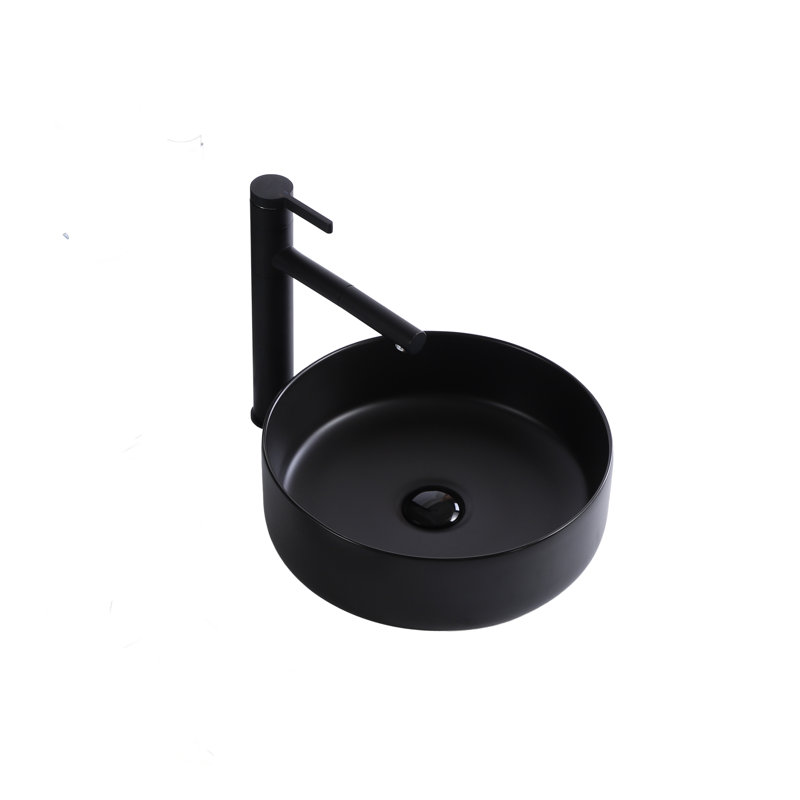 Lavabo de salle de bain vasque circulaire, Noir mat