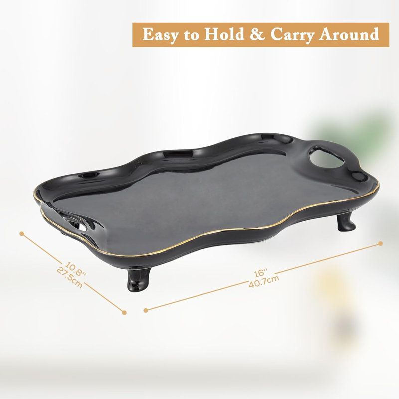 Ceramic Handle Tray, Black