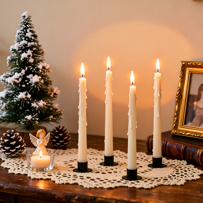 Set of 4 Black Iron Candle Holders