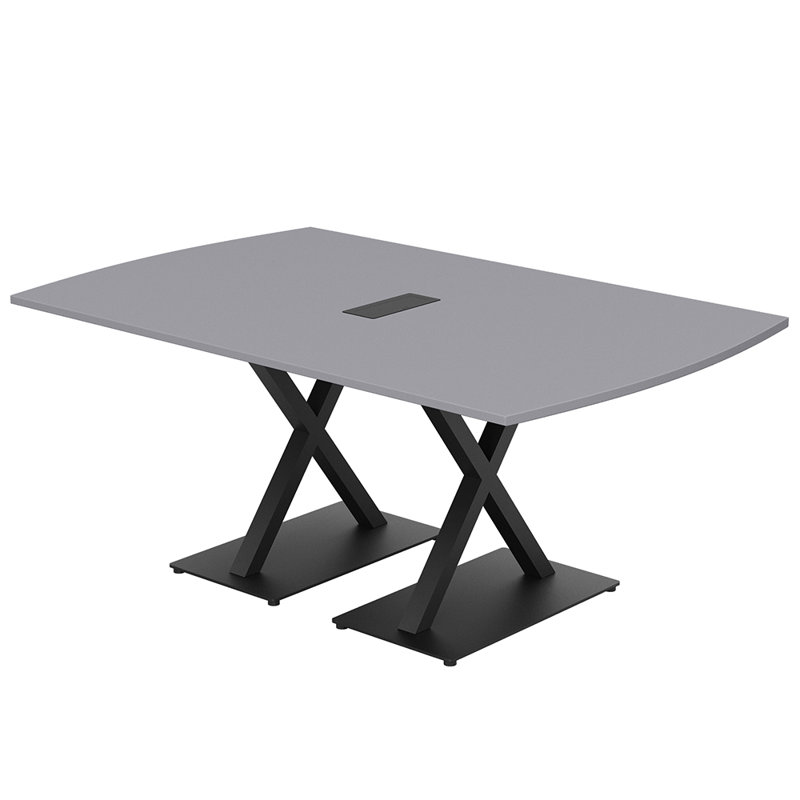 Table de conférence Pavert Arc Unité électrique, Noir mat, Gris brouillard, H 30 po x l 84 po x P 48 po