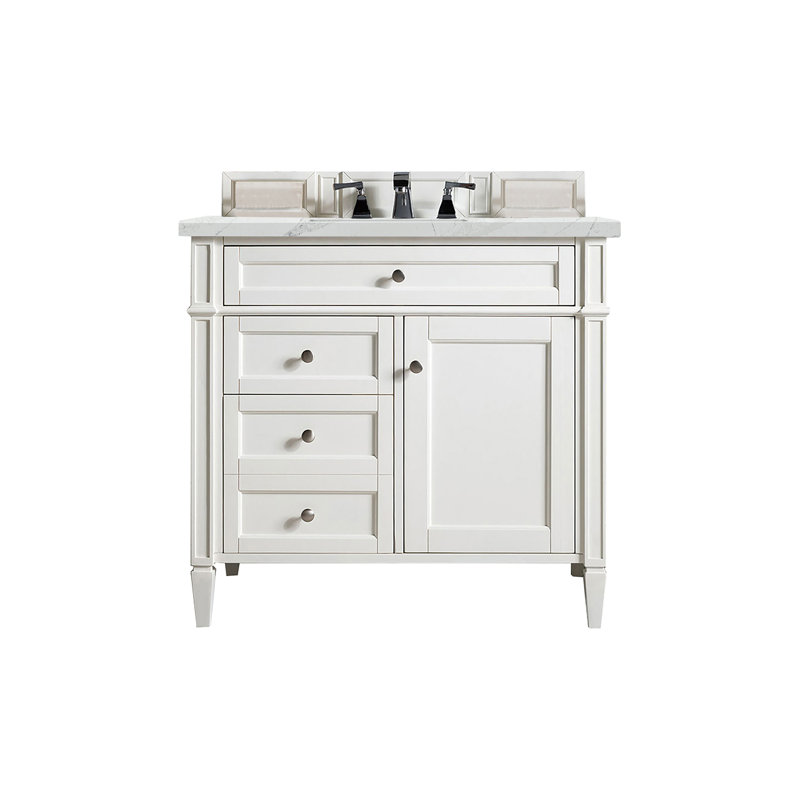 Brittany 36'' W Single Vanity, Bright White, Ethereal Noctis, 8" Widespread