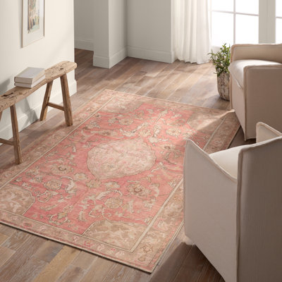 Dalin Machine Washable Power Loomed Performance Pink/Beige Rug