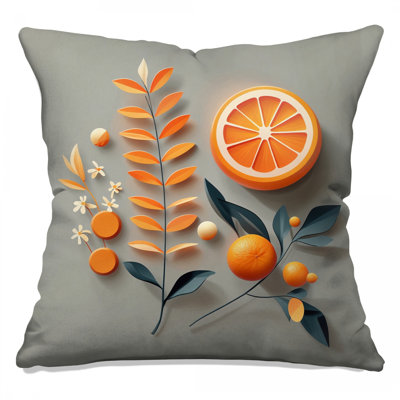 Coussin orange, nourriture, double face