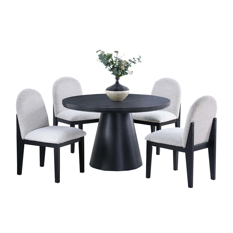 Chaise de salle à manger en tissu à texture douce et douillette 2Pc