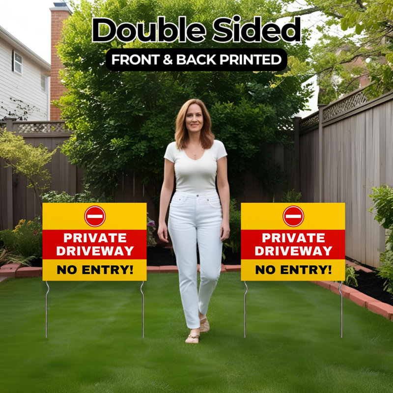 Private Garden – Keep Out! Yard Sign by DC | 24"x18" Double Sided Garden Sign with 13” Metal Stakes | Outdoor Signs Waterproof for Lawn, Patio, Sidewalk & House | Set of 5 | Made in USA