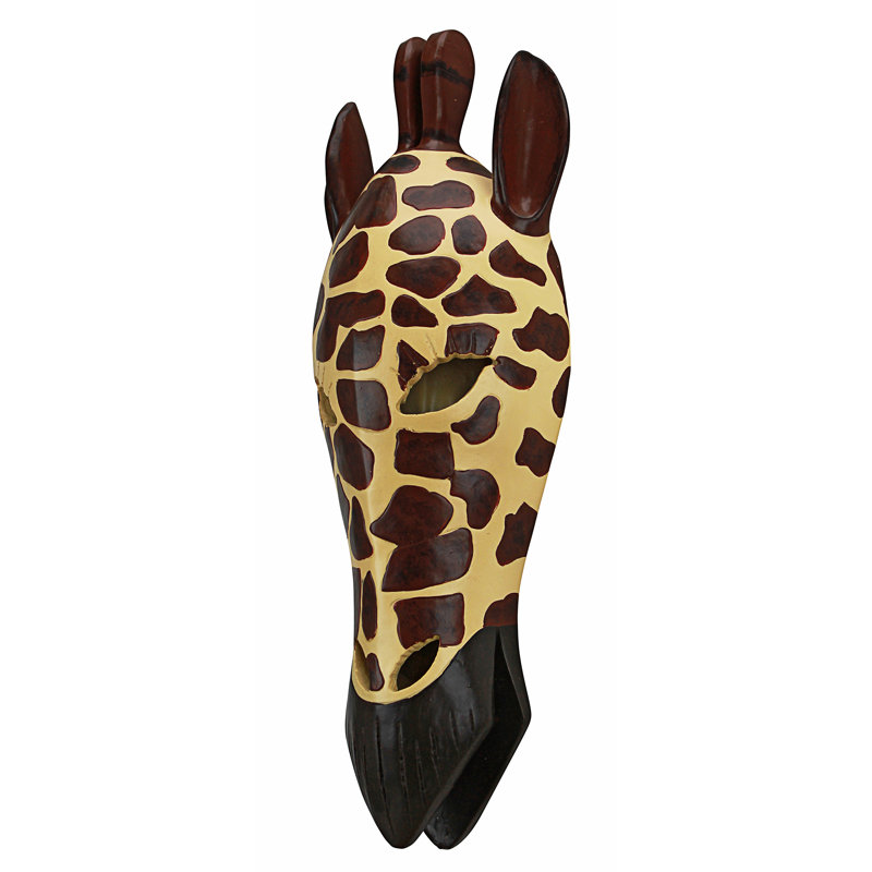 Tribal-Style Giraffe Mask Wall Sculpture