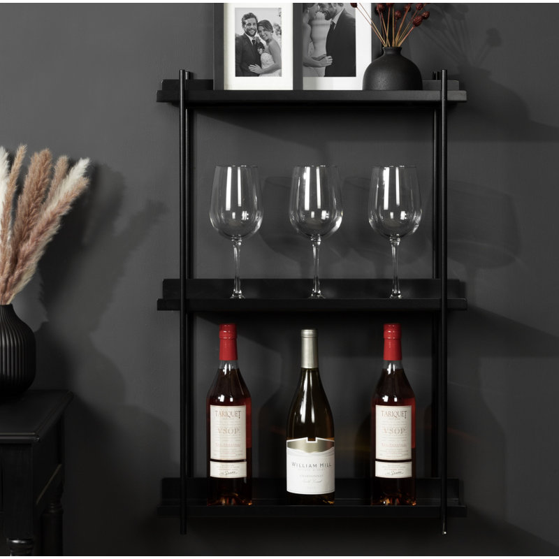 Bellamy Rectangular Metal Floating Shelf, Black