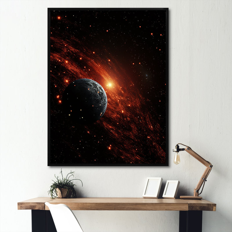 Art mural mural «Black Comets In Galaxy I», H 40 po x l 30 po x P 1,5 po, Cadre flottant noir