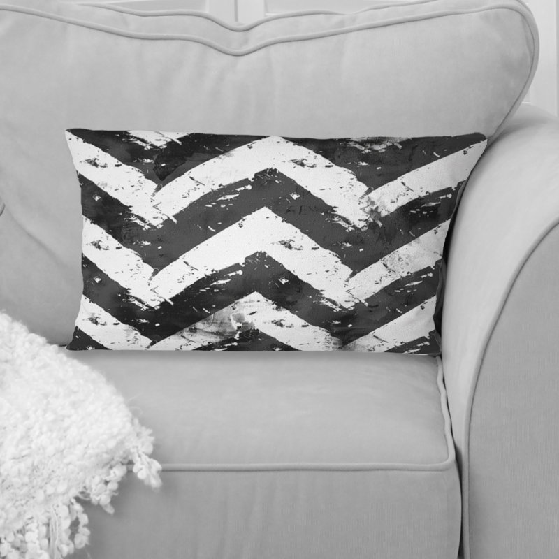 Coussin lombaire noir Midcentury Print III - Midcentury