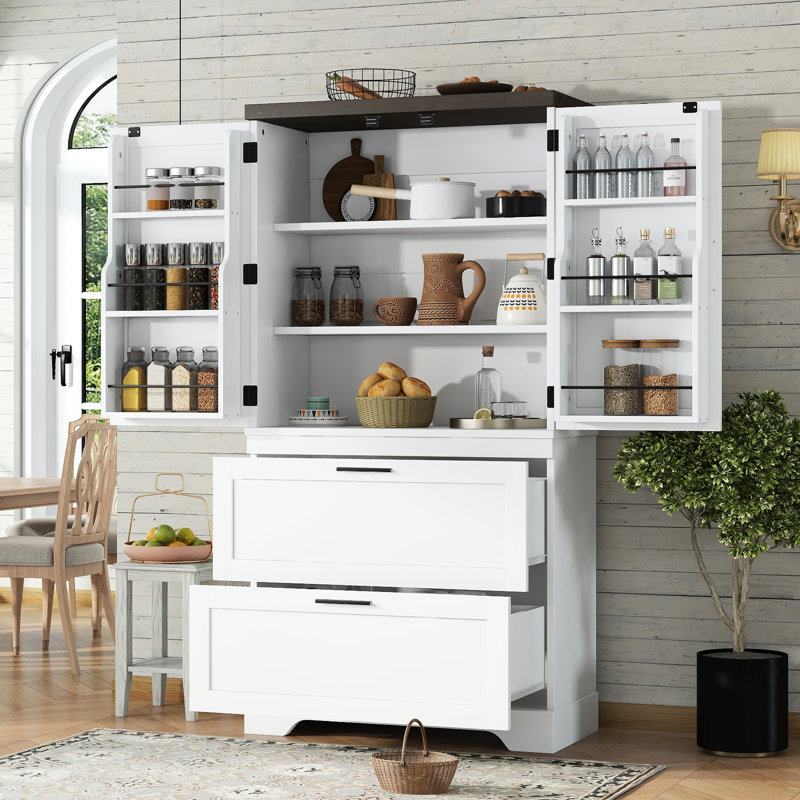 Armoire en bois de style campagne moderne avec cadre robuste, séparateurs de porte et tiroirs à l'intérieur pour plusieurs espaces de vie