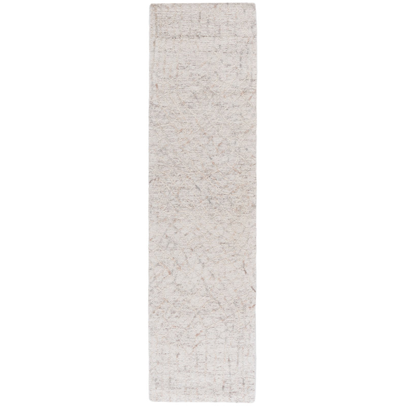 Mariom 534 Hand Tufted Wool/Cotton Abstract Indoor Use Only Rug in Beige/Gray, Runner 2'3" x 9'
