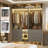 53.2'' Closet System with Wooden Drawers and Hanging Rods-445850172