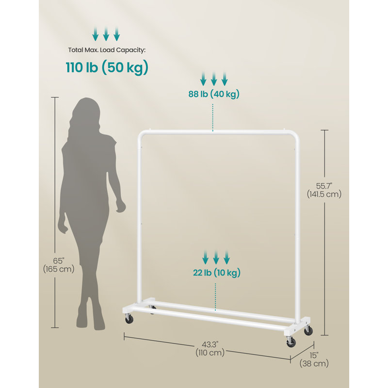 110cm Rolling Clothing Rack, White