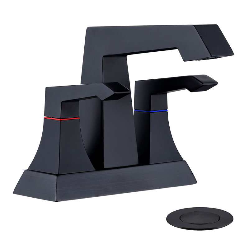 Robinet de salle de bain à ensemble central avec bonde, Noir mat