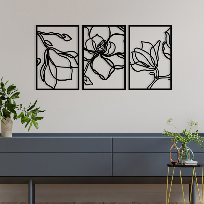 Accessoire mural décoratif en métal, noir, 47,2 po x 22,2 po | Fabrication 100% métal, épaisseur: 0,05 pouce | Décoration élégante pour le salon, le bureau ou le vestibule | Conception durable et accrocheuse