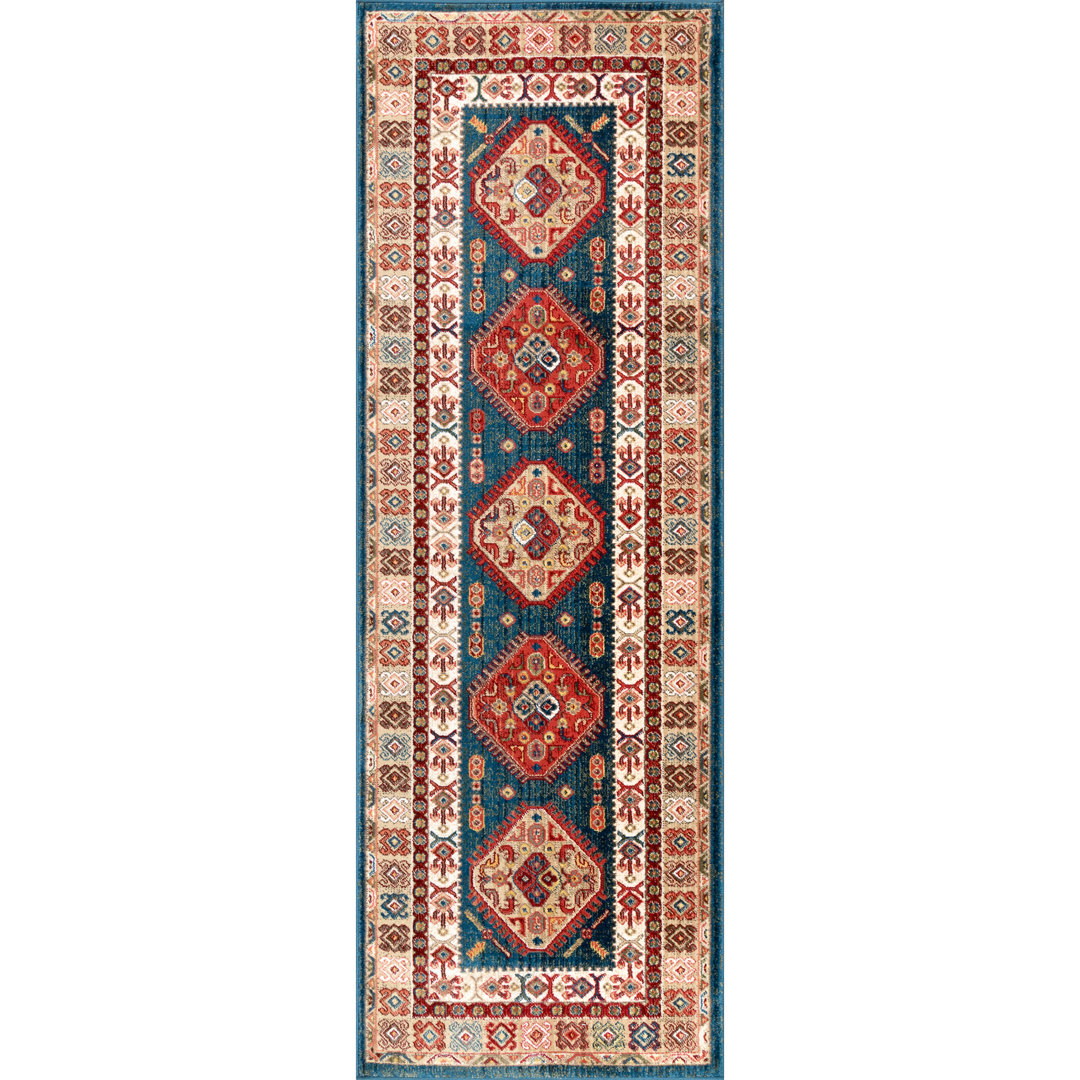 La Puente Southwestern Blue/Red Area Rug Loon Peak® Rug 