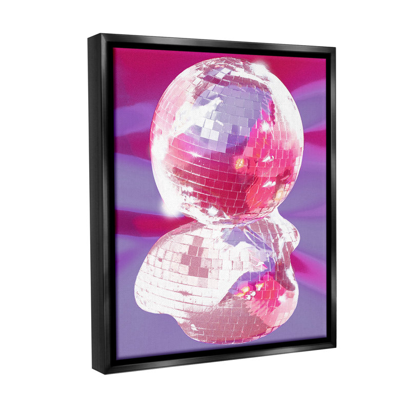 «Melting Disco Abstraction Floater Frame» par Lil 'Rue sur, H 21 po x l 17 po, Cadre flottant noir de jais