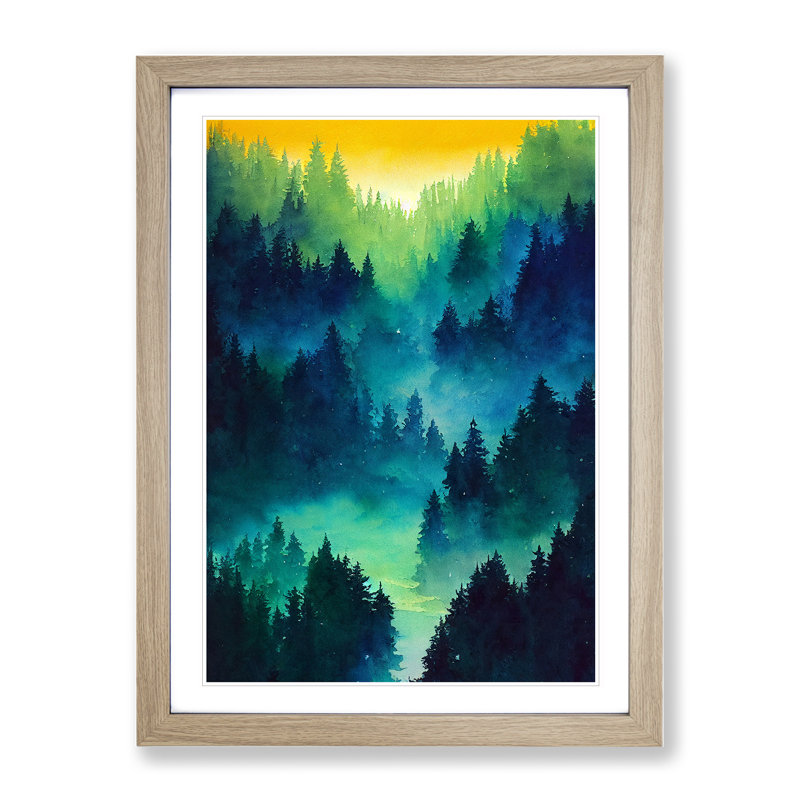 Deep In The Forest - Single Picture Frame Print, 64cm H x 46cm W x 2cm D, Oak