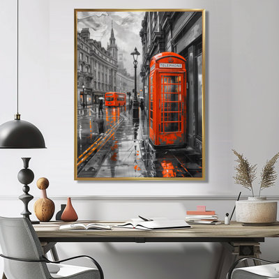 Black And White Red Telephone Booth In London III - City London Wall Ar Wall Art