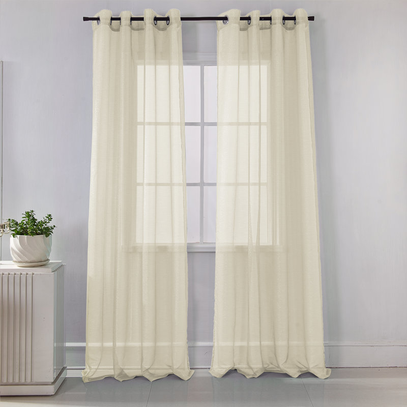 Panneau de rideau simple à œillets Agathla, Beige, L 54 po x L 90 po