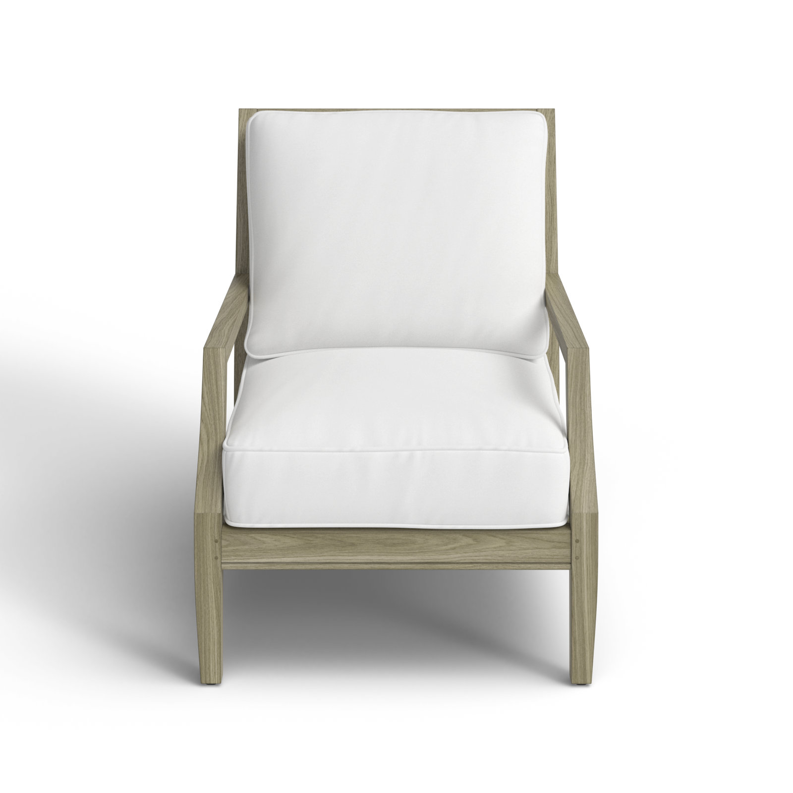 Haley Sunbrella® Patio Lounge Chair, Welt + Standard fill, Natural White, Oyster Teak
