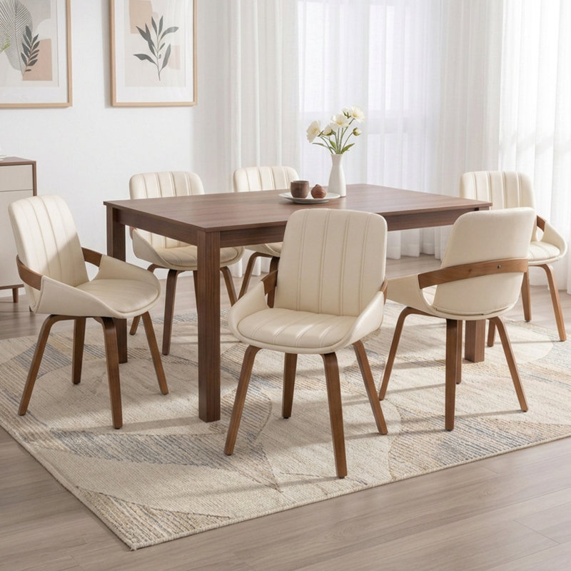 Chaise rembourrée en similicuir Kelham, Beige