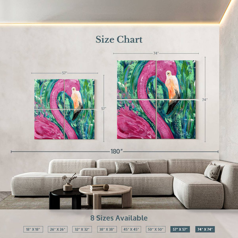 Portrait de flamant rose Brampt, H 57 po x l 57 po