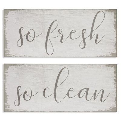 Rustic White So Fresh So Clean 2 Piece Canvas Wall Art Set by Daphne Polselli