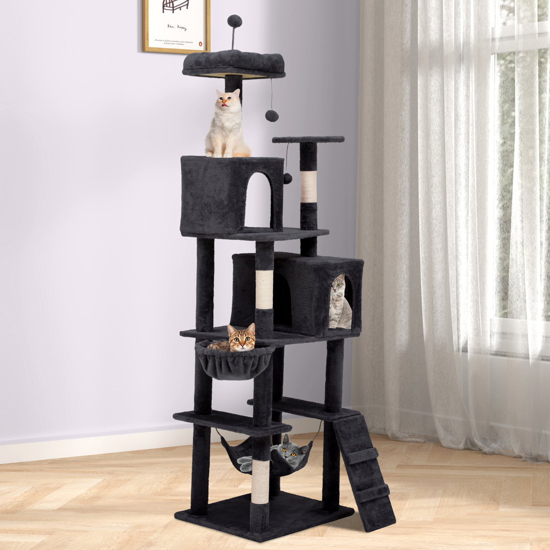 Archie & Oscar™ 75" Tall Cat Tower Condo, Multi-Level Cat Tower With Balls, Plush Perch, Hammock, And Sisal Posts For Large Indoor Cats Archie & Oscar™ 