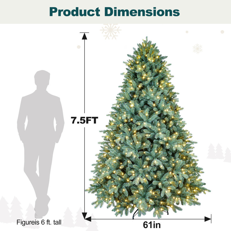 Arbre de Noël artificiel épinette bleu pré-éclairé, 7.5'