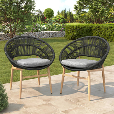 Ensemble de 2 chaises d'extérieur en osier de style papasan