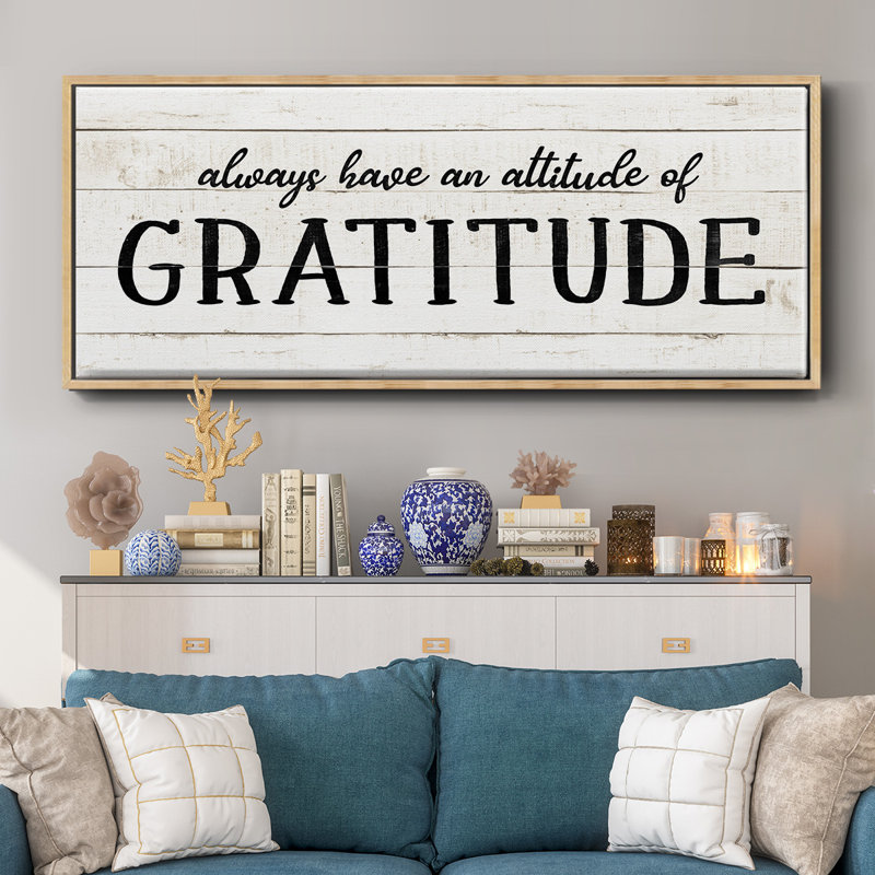 Attitude Gratitude- Framed Canvas, 20" H x 50" W