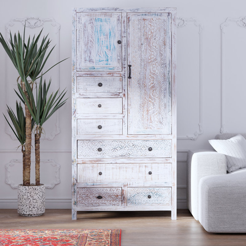 Armoire-penderie Eilidhi, Blanc délavé