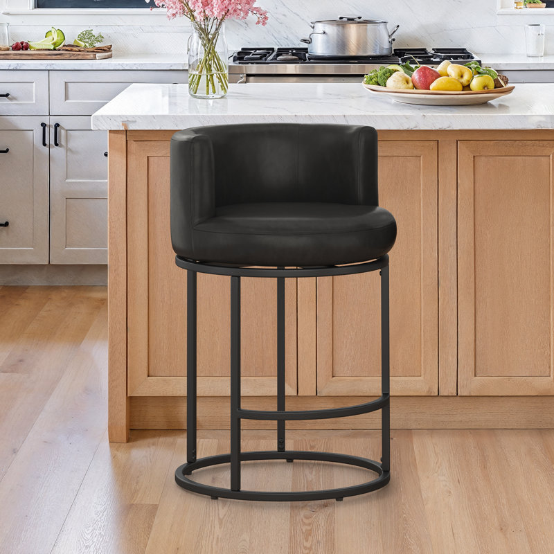 Tabouret de comptoir pivotant en similicuir 34,6 po H avec structure en métal, Noir