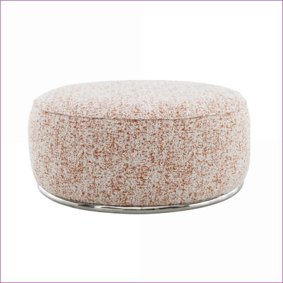 De salon avec repose-pieds rose à motif carré 39x39 Boucle | Base argent brossé | Cadre en métal